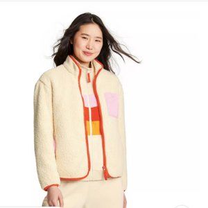 NEW Women's Contrast Pocket Sherpa Jacket - LEGO® Collection x Target Cream